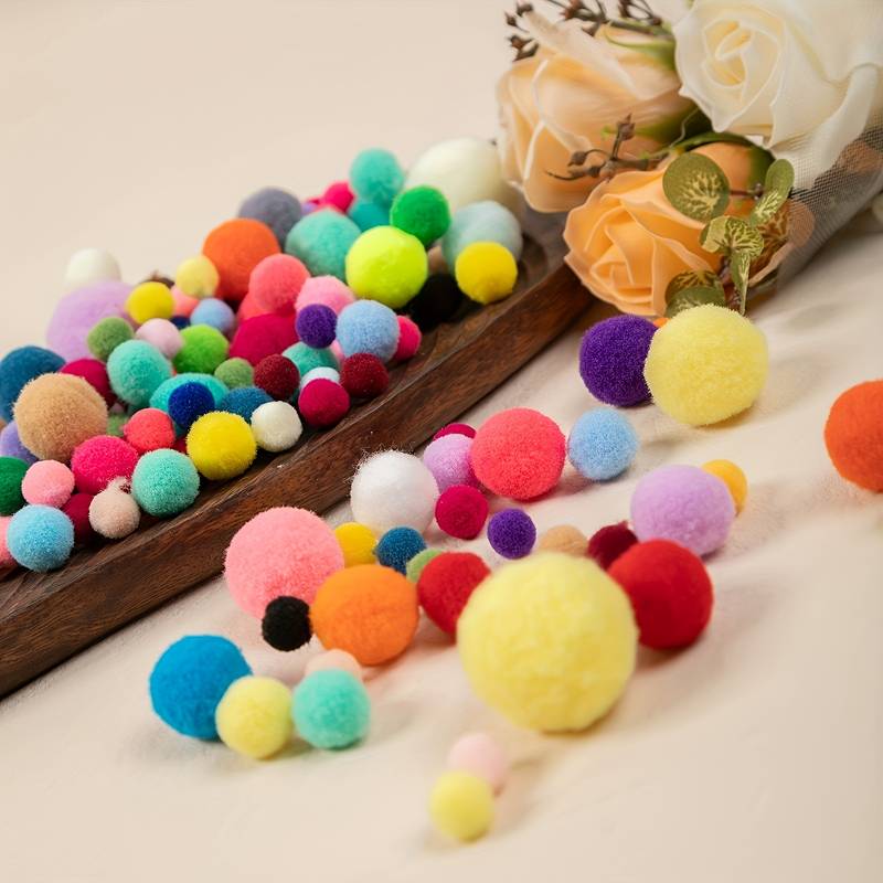 Mixed Colorful Assorted Pom Poms Small Plush Ball Children's - Temu